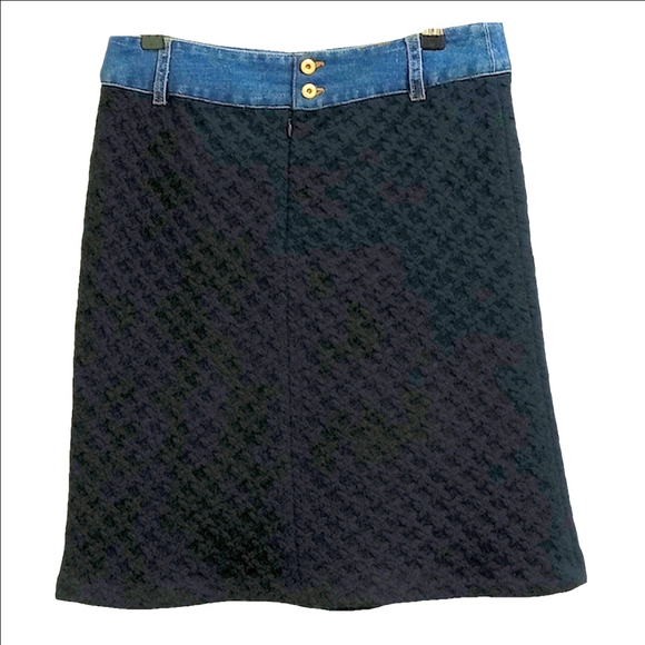 🖤DOLCE & GABBANA D&G KNEE LENGTH BLACK WOOL SKIRT WITH DENIM POCKETS - Picture 5 of 11